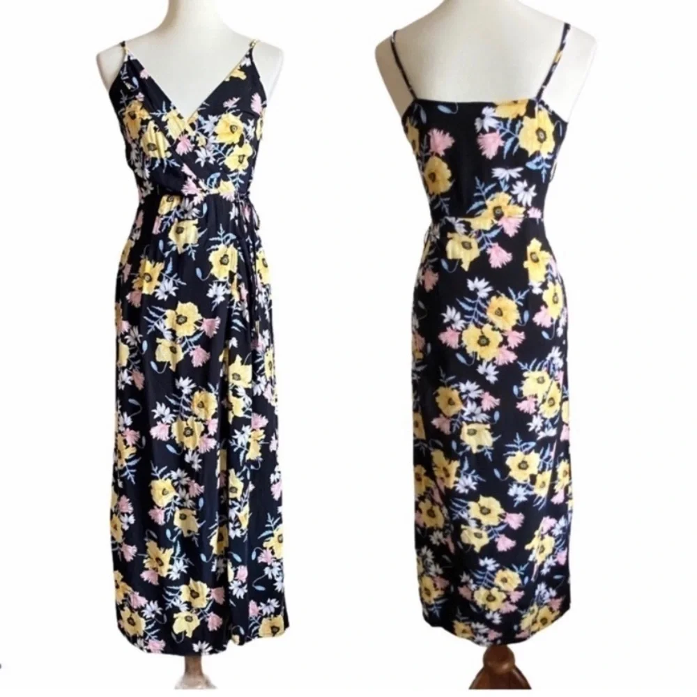 H&M Floral Dress Black Yellow Size 6 - Picture 6 of 6